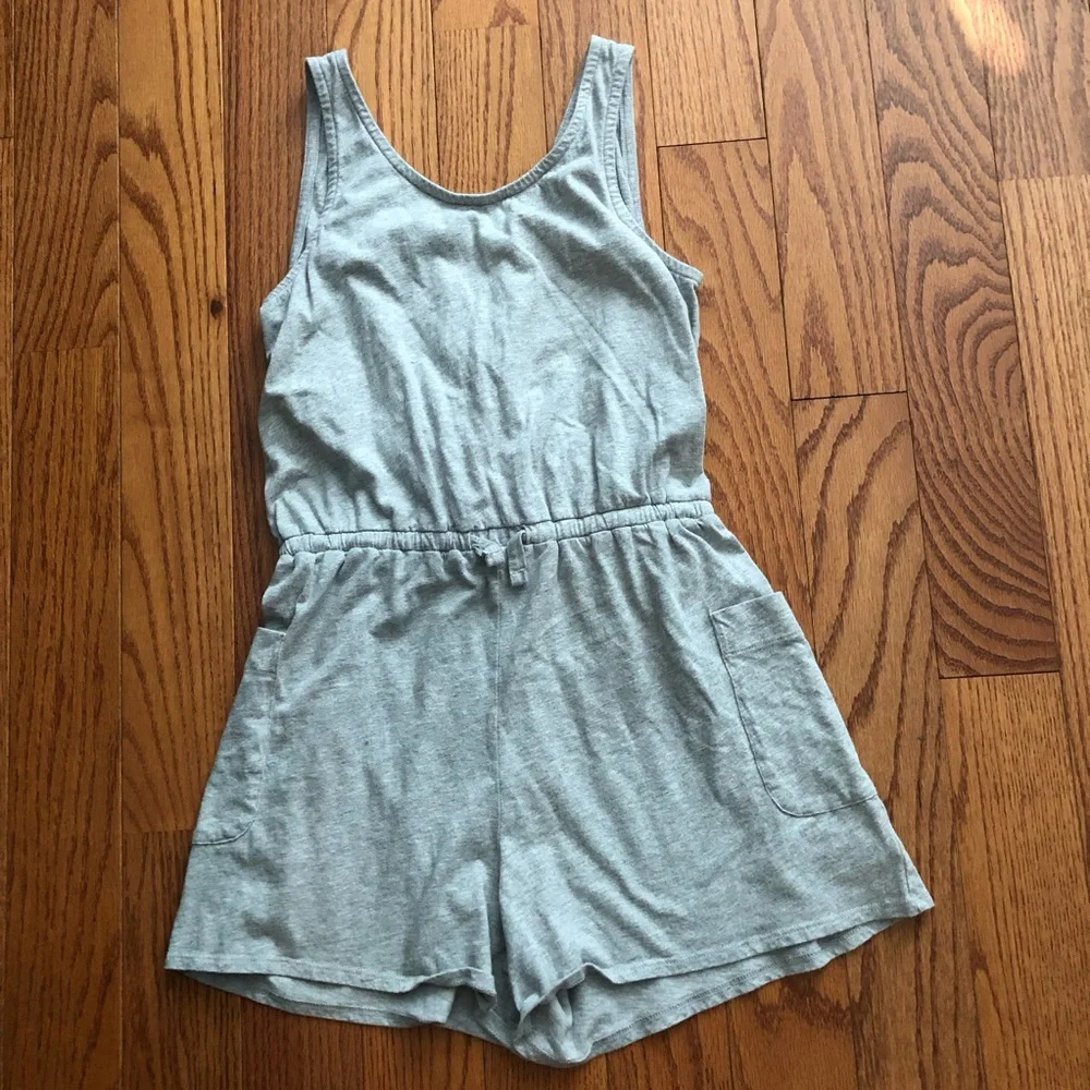 T&C Sleeveless Romper Heather Gray Cotton Summer Jumpsuit Girl’s Size XL (14-16)